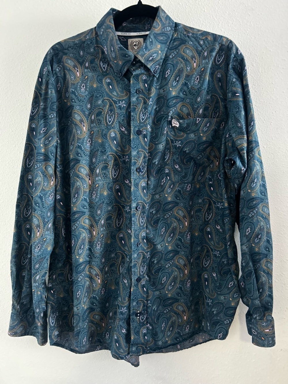 Cinch Teal Paisley Button-Up Shirt